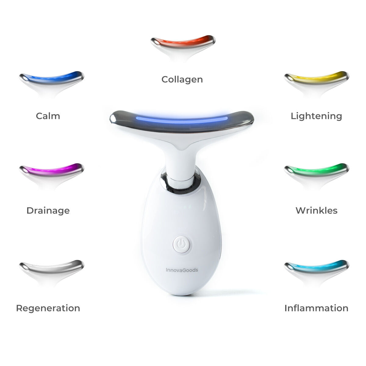 Innovagoods Masajeador Facial Eléctrico Reafirmante Para Cara Y Cuello Con Led, Ems Y Calor Selora Innovagoods